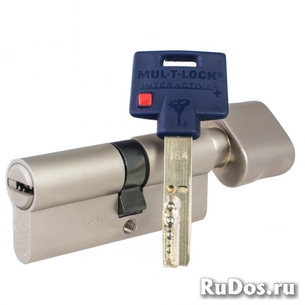 Цилиндр Mul-T-Lock Interactive+ ключ-вертушка (размер 45x45 мм) - Латунь, Флажок (3 ключа) фото
