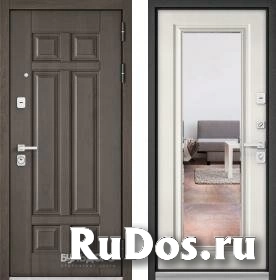 Дверь входная (стальная, металлическая) Бульдорс PREMIUM 90 Дуб шале серебро 9Р-115 с зеркалом quot;Шамбори светлыйquot; фото