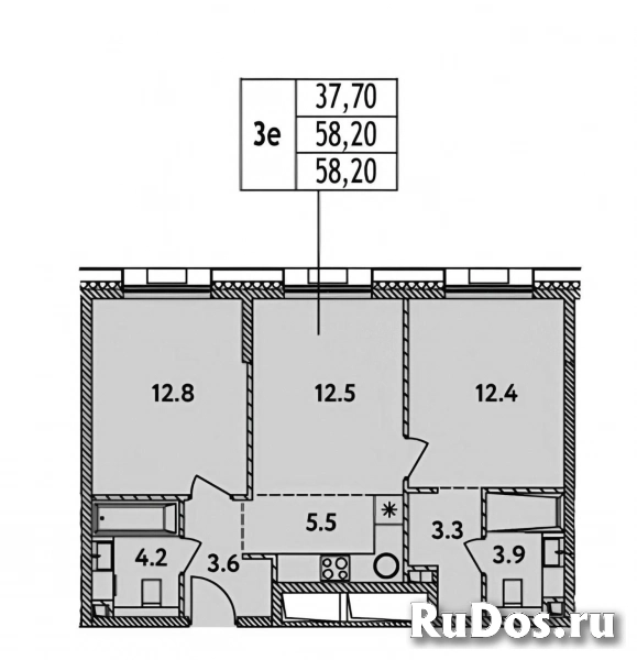 Продам 2 комнатную квартиру 58.2 м2 изображение 4