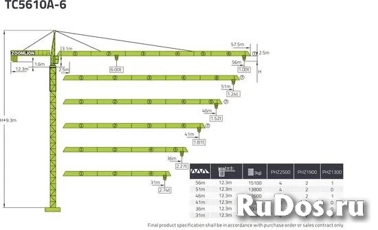 Zoomlion Tc6520-10 Topkit башенный кран фотка