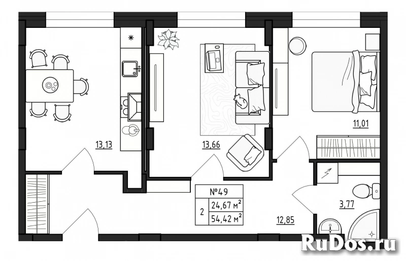 Продам 2 комнатную квартиру 54 м2 фото