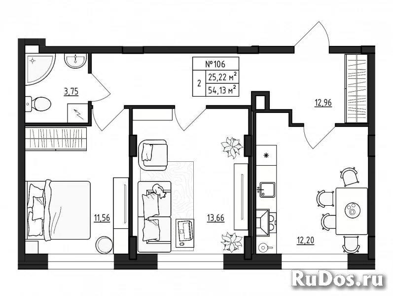 Продам 2 комнатную квартиру 54 м2 фото