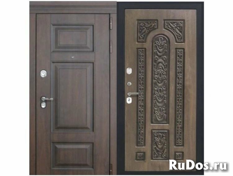 Металлическая дверь Luxor - 21, Д-19 (16мм, Грецкий орех + черная патина винорит) фото