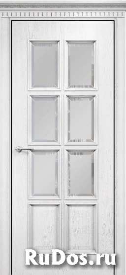 Оникс / Фортрез Межкомнатная дверь Неаполь со стеклом Цвет: белая эмаль патина золото фото