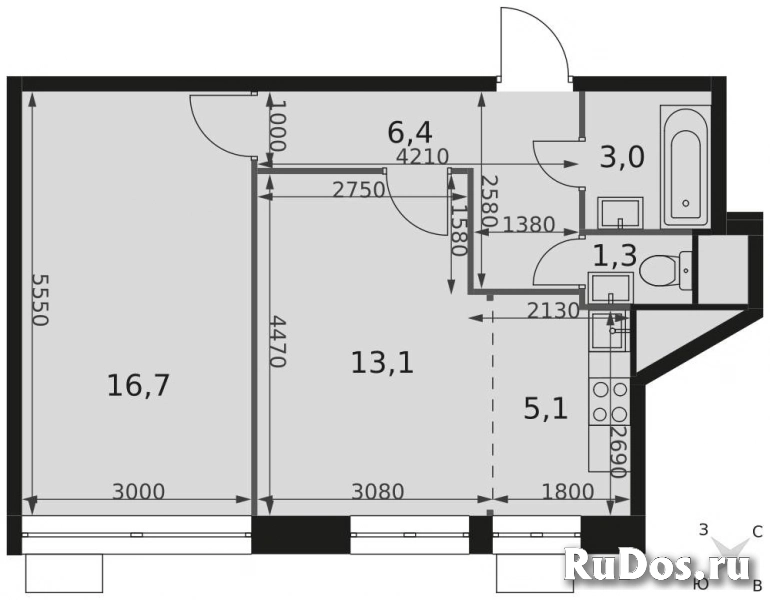 Продам 2 комнатную квартиру 45 м2 изображение 3