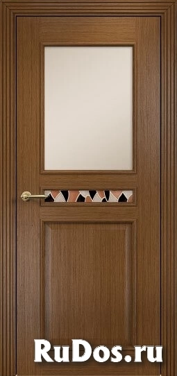 Межкомнатная дверь Оникс Ника (Орех) сатинат бронза, штапик полукруглый фото