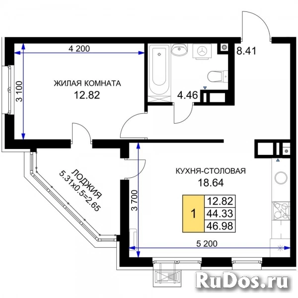Продам 1 комнатную квартиру 46 м2 фото