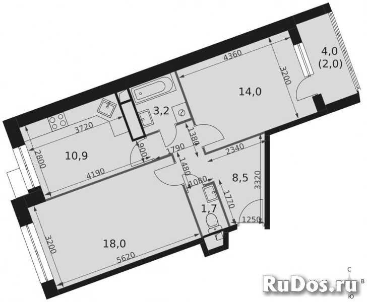 Продам 2 комнатную квартиру 58 м2 изображение 3