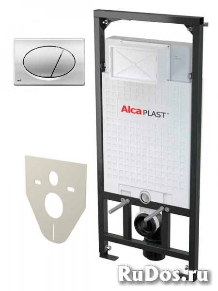 Система инсталляции для унитазов AlcaPlast Sadromodul A101/1200 4 в 1 кнопка смыва хром фото