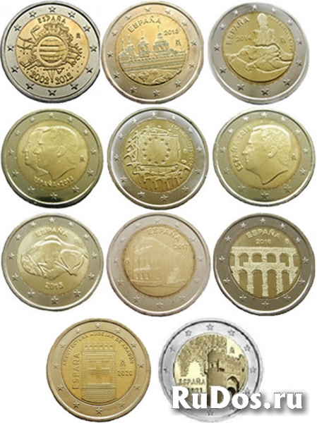 Испанские юбилейные монеты 2 евро фото