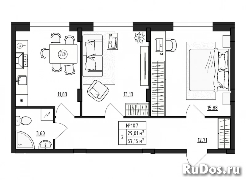 Продам 2 комнатную квартиру 57 м2 фото