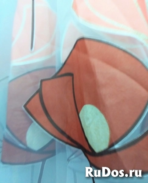 Тюль органза готовая маки персиковые 500*260см фотка