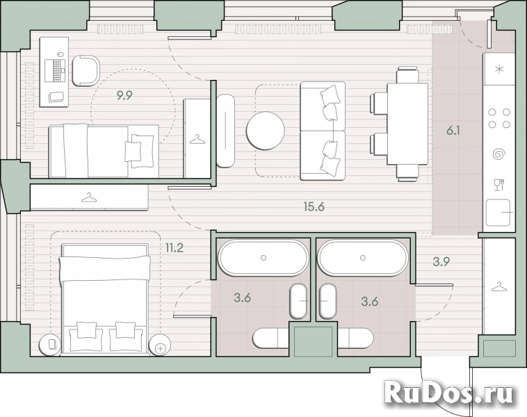Продам 2 комнатную квартиру 53.9 м2 фотка