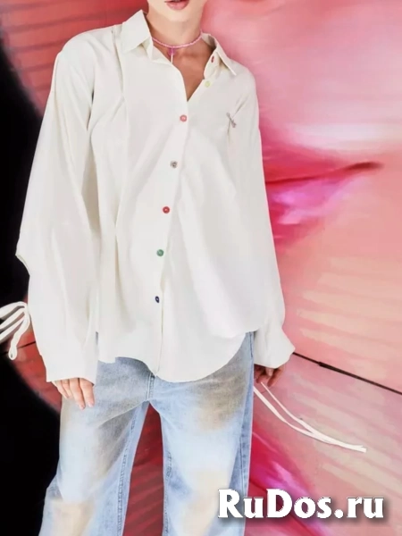 Рубашка удлиненная свободная бохо больших размеров изображение 6