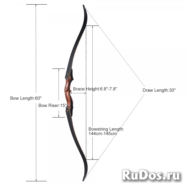 Лук для стрельбы изогнутый 40lb + 3 стрелы (новый) изображение 7