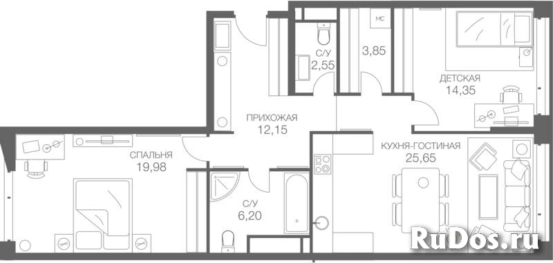 Продам 2 комнатную квартиру 84 м2 фото