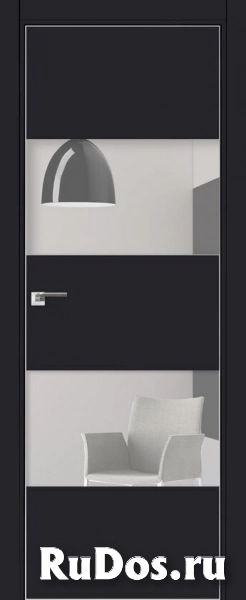 Двери ProfilDoors Серия Е модель 10Е Цвет:Чёрный матовый Остекление:Зеркало Тип:кромка матовый алюминий с 4х сторон фото