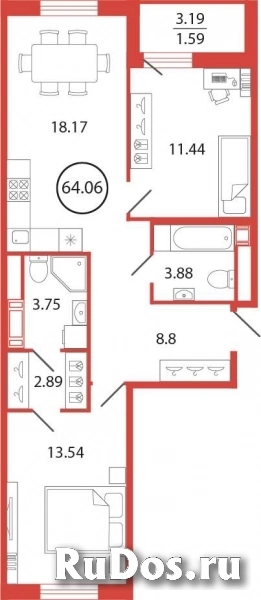 Продам 2 комнатную квартиру 64 м2 фото