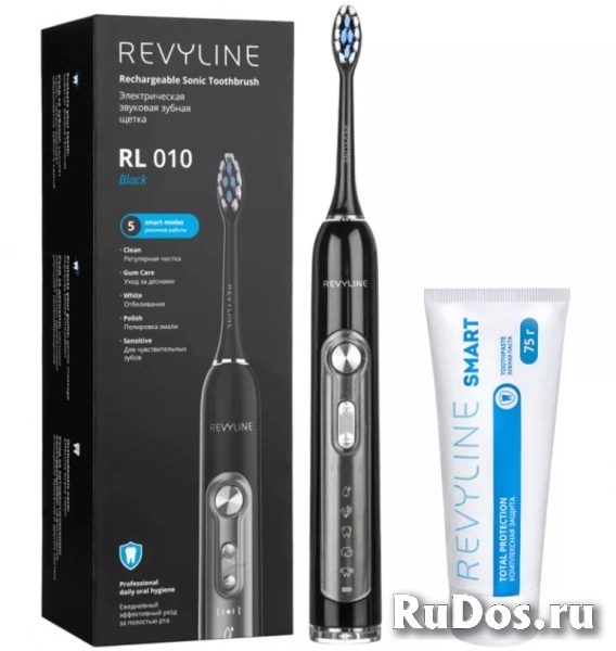 Звуковая щетка Revyline RL010 Black плюс зубная паста фото