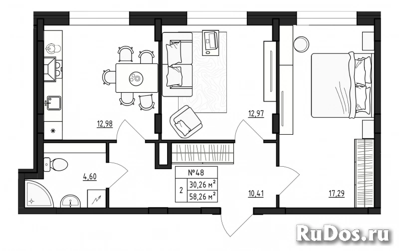 Продам 2 комнатную квартиру 58 м2 фото