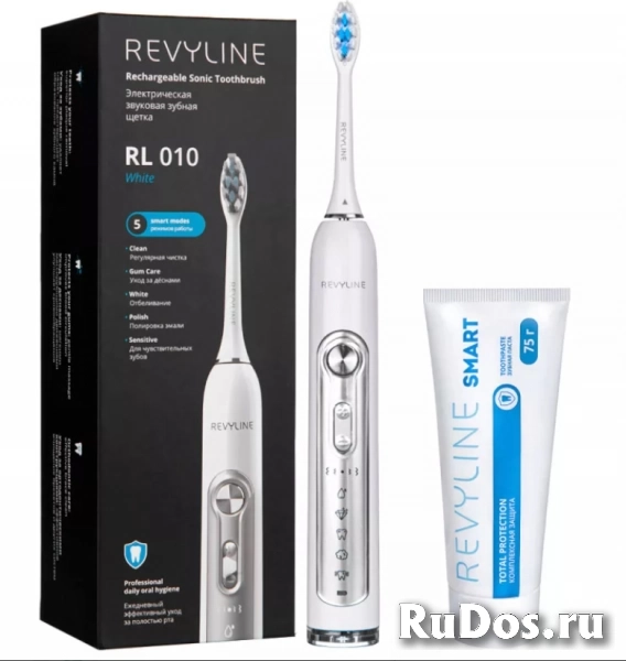 Зубная звуковая щетка Revyline RL010 White и зубная паста фото