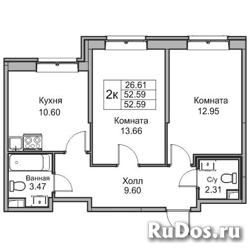 Продам 2 комнатную квартиру 52 м2 фото