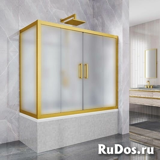 Шторка в ванну Kubele DE019PR4 65x265x150 см, стекло матовое 6 мм, профиль бронза светлая фото