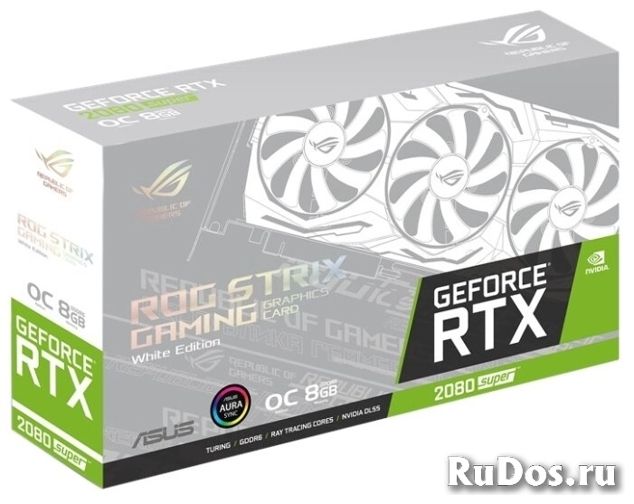 Видеокарта ASUS ROG GeForce RTX 2080 SUPER 1650MHz PCI-E 3.0 8192MB 15500MHz 256 bit 2xHDMI 2xDisplayPort HDCP Strix Gaming OC White фото