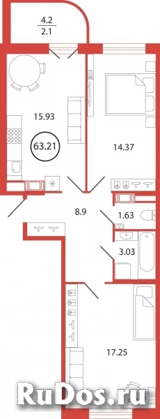 Продам 2 комнатную квартиру 63 м2 фото