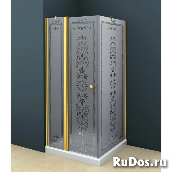 Душевой уголок Cezares Royal Palace AH 12 100/90 CP Br прозрачное стекло c матовым узором, профиль бронза фото