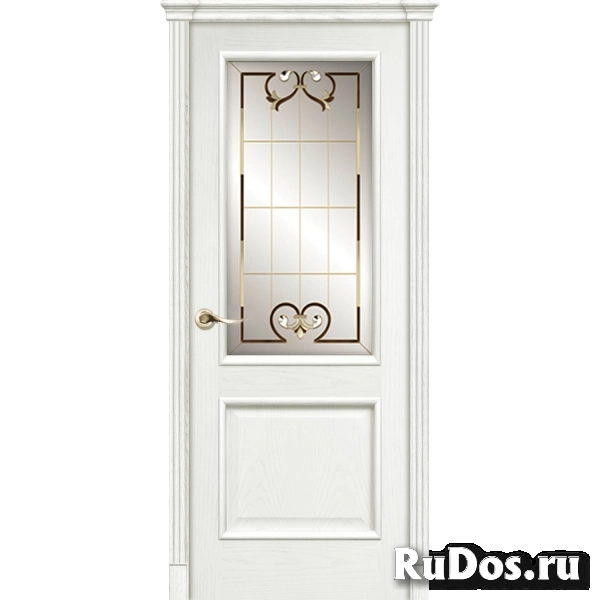 Межкомнатная дверь La Porte серия Classic модель 300.3 ясень бланко витраж с бевелсами Аллегро фото