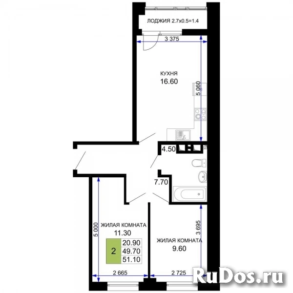 Продам 2 комнатную квартиру 51 м2 фото