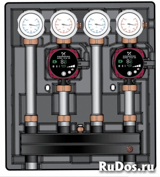 MEIBES Насосная группа Kombimix 2UK с насосом Grundfos UPM3 Hybrid 15-70 2 прямых контура фото