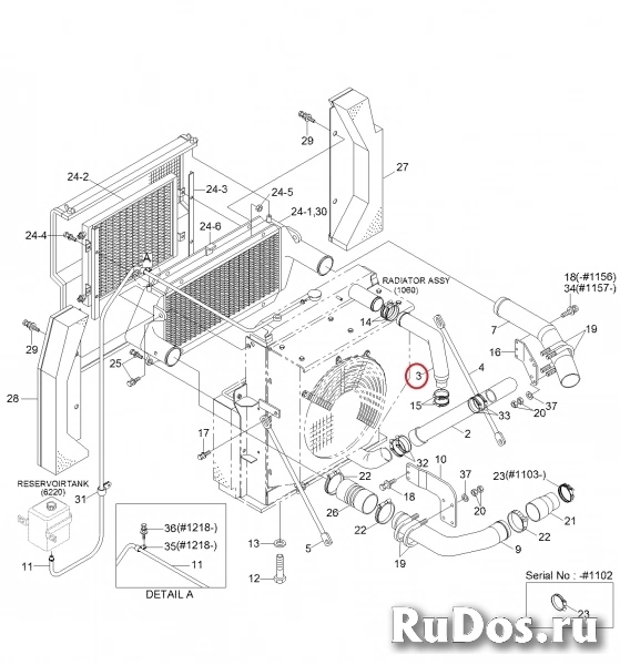 Патрубок радиатора Hyundai 11N7-40080 для R250LC-7 изображение 4