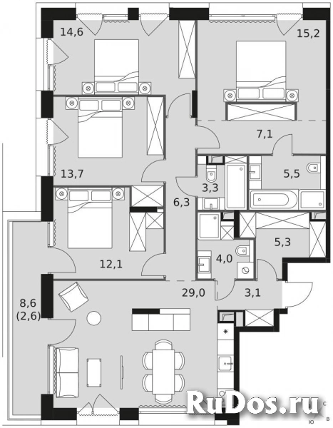 Продам 5 комнатную квартиру 122.3 м2 фотка