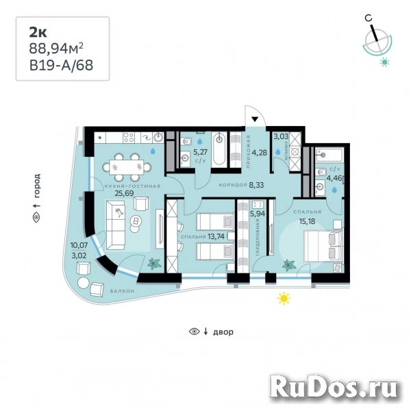 Продам 2 комнатную квартиру 88 м2 фото