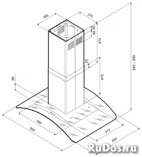 Каминная вытяжка Krona Sharlotta isola 5P 600 inox/glass фото