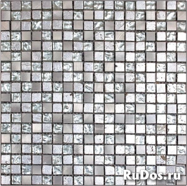 Мозаика микс стеклянная и каменная Natural BDA-1588 Inka стек,мрам,агломерат,сереб,серый,микс,29.8x29.8 фото
