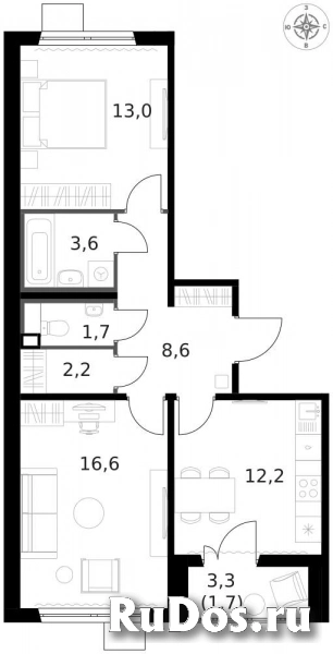 Продам 2 комнатную квартиру 59.4 м2 фотка