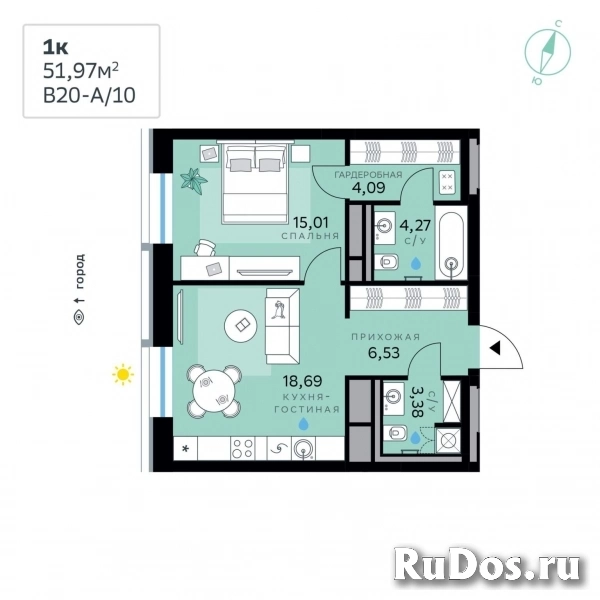 Продам 1 комнатную квартиру 51 м2 фото