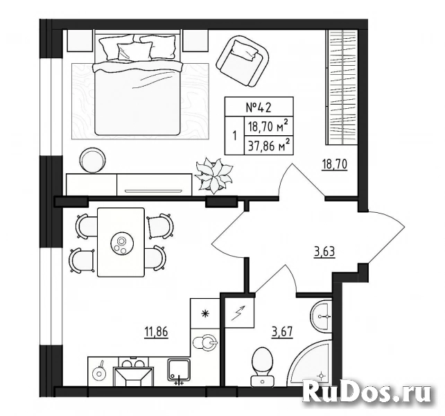 Продам 1 комнатную квартиру 37 м2 фото