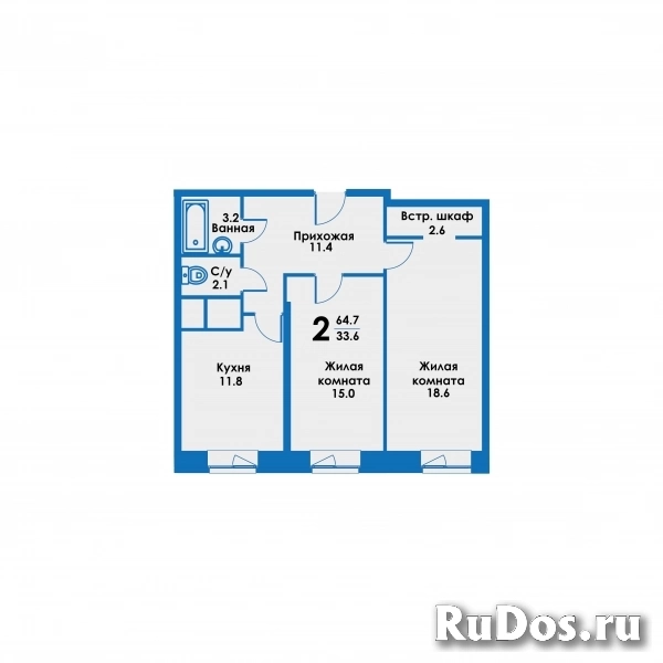 Продам 2 комнатную квартиру 65 м2 фото