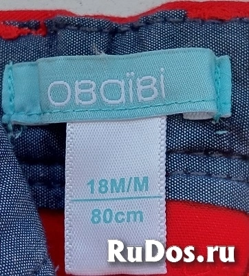 Детские модные хлопчатобумажные брюки Obaibi (Франция). Красного цвета , на подтяжках. Размер 80см. фотка