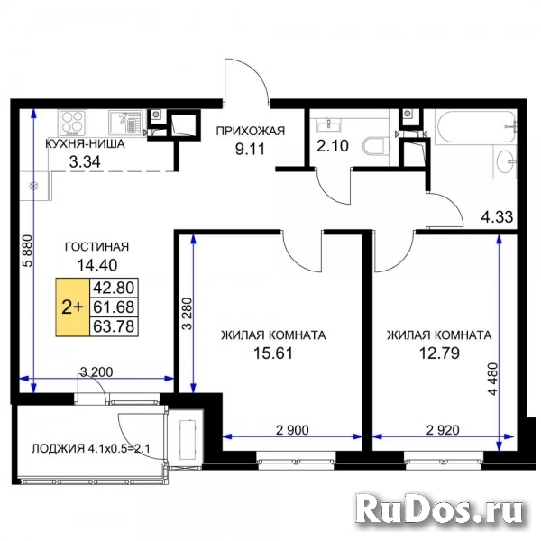 Продам 2 комнатную квартиру 64 м2 фото