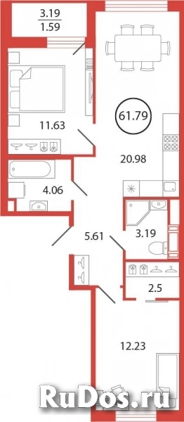 Продам 2 комнатную квартиру 61 м2 фото