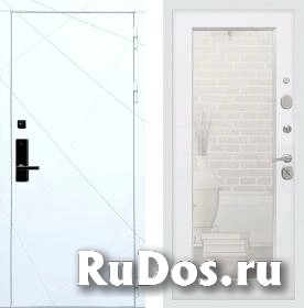 Дверь входная (стальная, металлическая) Баяр 1 ФЛ-291 Белый Пастораль quot;Силк сноуquot; с биометрическим замком (электронный, отпирание по отпечатку пальца) фото