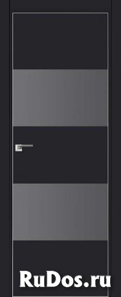 Двери ProfilDoors Серия Е модель 10Е Цвет:Чёрный матовый Остекление:Серебряный лак Тип:кромка матовый алюминий с 4х сторон фото