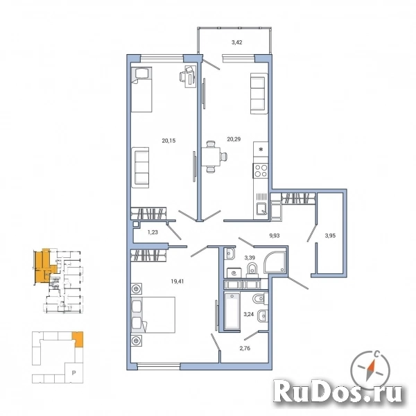 Продам 2 комнатную квартиру 85 м2 фото