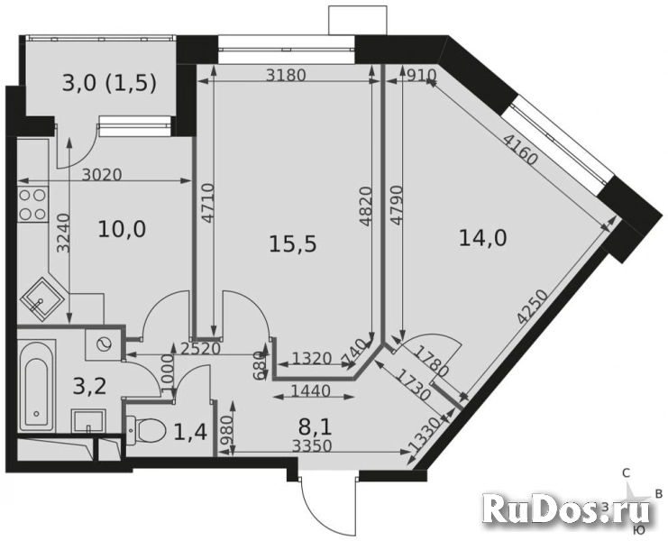 Продам 2 комнатную квартиру 55 м2 фото