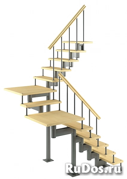 Модульная лестница Комфорт поворот на 180гр. h=3240-3420мм фото